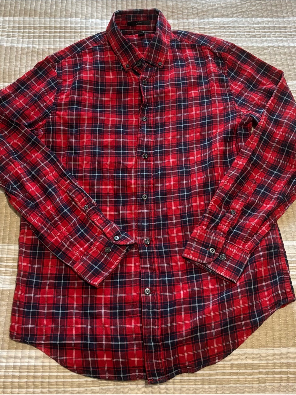Banana Republic Red and Black Plaid Button-Down Shirt